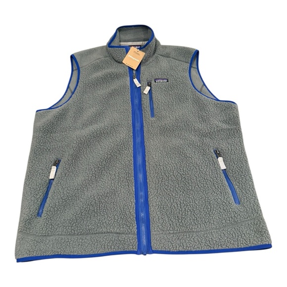 Patagonia Men’s Retro Pile Fleece Vest XXL Gray/Navy Blue 
NWT - Picture 2 of 10